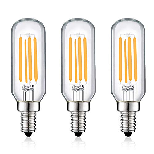 Lustaled AC/DC 12V E12 Candelabra Base LED Bulb, 4W T6/T25 Clear Tube Bulb Warm Warm 2700K T8 Mini Tubular E12 LED Bulb Replace 40W Incandescent for Trucks Motor Home Off Grid Solar System (3 Pack)