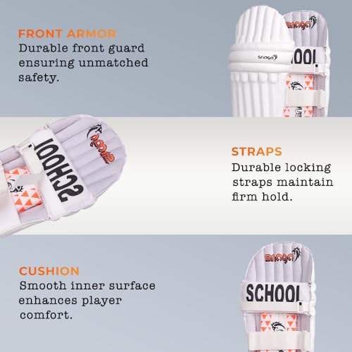Image of Snaga Premium Moulded Cricket Batting Legguard Pads for Boys & Youth with Advanced Shock Absorption, High-Density Foam Padding, Adjustable Straps, and Ergonomic Design (25 INCH Youth)