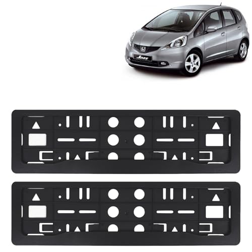 Image of KINGSWAY Jazz Car Number Plate Frames for All 2009 to 2014 Models of Honda Car Registration Plate Holders, Black Licence Plate Covers (Front and Rear), Universal Size 51.5 x 14.5 cm