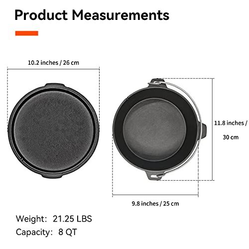 Dutch-Oven-8-Quart-Cast-Iron-Dutch-Oven-with-Lid-for-Outdoors-and-Indoor-Use-Pre-Seasoned-Camping-Cookware-Pot-with-Lid-Large-Dutch-Oven-for-Frying-Griddling-Stewing