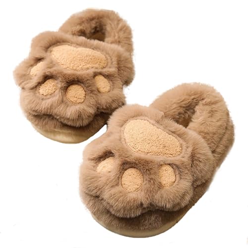 Cat Paw Slippers for Women Men Cute Animal House Fuzzy Winter Cotton Shoes Indoor Outdoor Warm Non-slip Soft