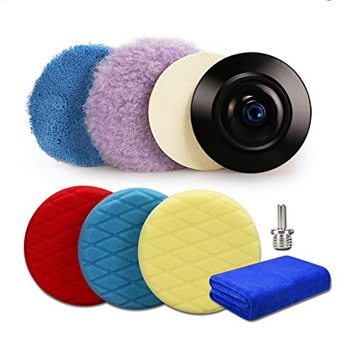 5.5Inch Polishing Pads, ZFE 9pcs 5.5 Inch 140mm Sponge Polishing Pads and Wool
