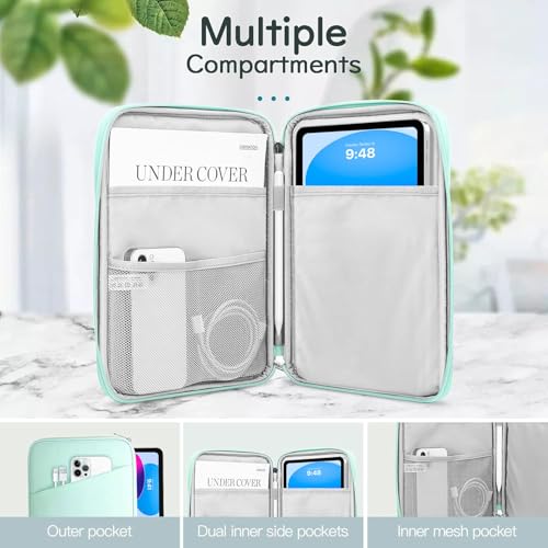 Image of Dadanism 9-11 Inch Tablet Sleeve Bag Carrying Case for iPad 10.2 2021-2019, iPad Pro 11 2022-2018, iPad Air 5th /4th 10.9, iPad 10th Gen 10.9 2022, Galaxy Tab A8 S8 S6 Lite, Mint Green