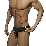 UXH Mens Swimsuit Briefs Padded Swimwear Male Sexy Fashion Swimming Bikini Board Beach Surfing Swim Trunks (Tag L (US M), Black)