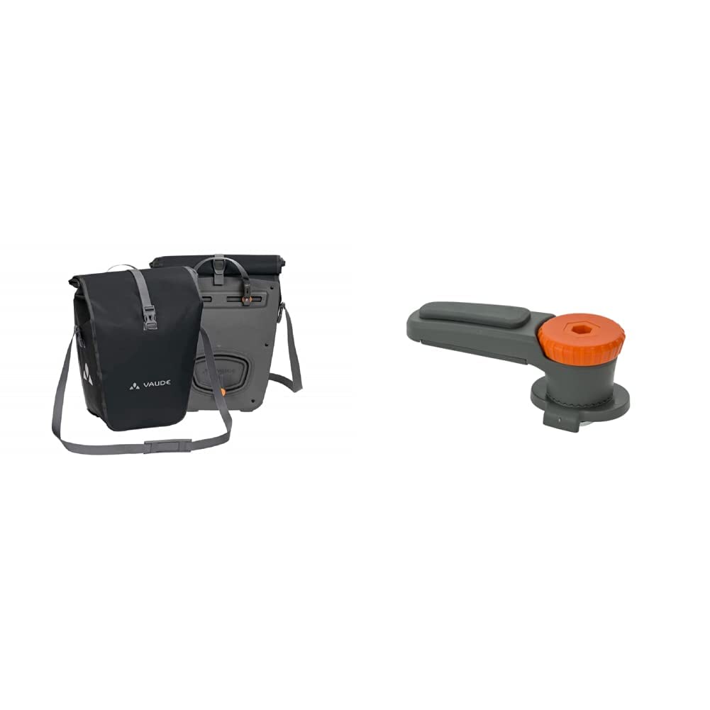 VAUDE Aqua Back Fahrrad Tasche – wasserdichte Gepäckträger Tasche im praktischen 2er Set – Fahrradtasche aus robustem & PVC-freiem Planenmaterial black 48l – QMR Rail Hook 2.0 Sport & Freizeit