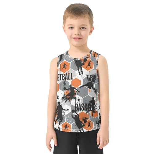 J JOYSAY Basketball Sports Plaid Boys Tank Top Sleeveless Muscle Shirts Quick Dry Workout Sport Active Kids T-Shirts 3-15T2