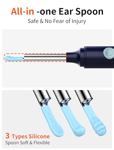 Otoscopio Limpiador Oidos, 3.5mm WiFi Endoscopio de Oído con 1080P Cámara y 6 LED, Limpieza de Oídos con 6 Puntas de Silicona suave y Kit Completo de 7 Piezas, Compatible con iOS y Android IP67 - imagen 4