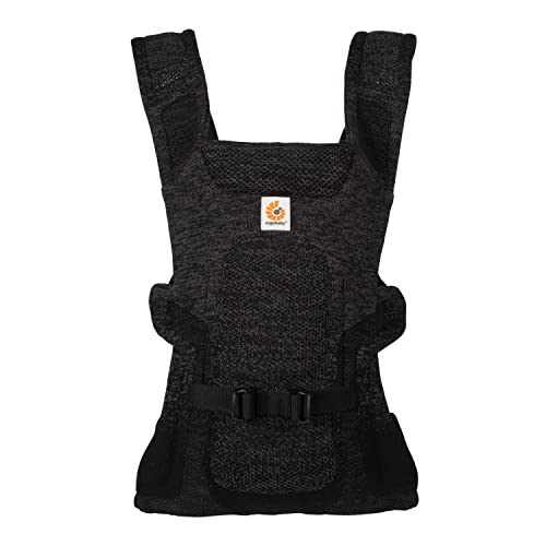 Ergobaby Aerloom Babytrage für Neugeborene bis zum Kleinkind, 3-Positionen Ergonomische Babybauchtrage Rückentrage Baby-Tragetasche aus Formaknit Material, Charcoal / Black