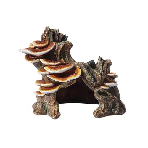 Image of Fish Tank Decorations-Hollow Tree Trunk Aquarium Decorations Aquarium Decorations for Betta Hideout Caves Large Aquarium Decor Thematic Ornaments (Mushroom Stump)