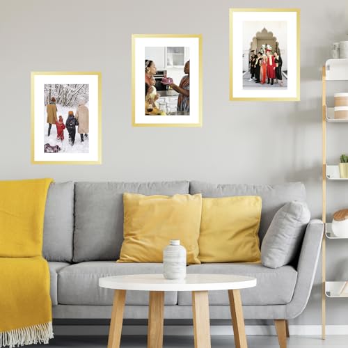 Image of JCJMY 19x25 Picture Frame with 16x22 Mat, Display Photo 16x22 with Mat or 19 x 25 Without Mat, Wall Hanging Large 19 by 25 Poster Frame with Plexiglass, Gold