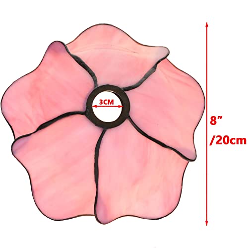 Bieye Tiffany Style Staind Glass Flower Lampshade Replacement, 8"D X 8"W X 5"H (Pink) #TOP4