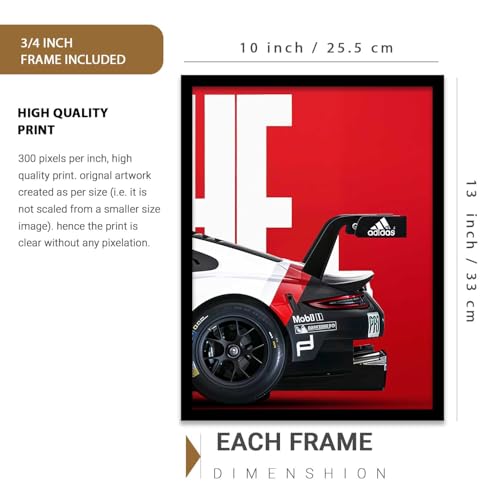 Image of HOMESY Sports Car Framed Posters Gift Items for Boys Room | Wall Decoration for Bedroom Living Room Office Gaming Room Decor | Sports Car Poster with Frame for Wall Decor Set Of 3 Size (10x13 inch, BLACK)