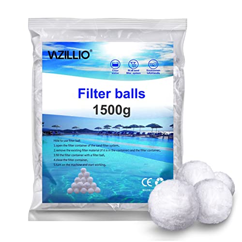 VAZILLIO Pool Filterbälle Entspricht 55 kg Filtersand 1500g Extra langlebige Filter Balls für Pool Sandfilter, Schwimmbad, Filterpumpe,Sandfilteranlage (1500, Gramm)