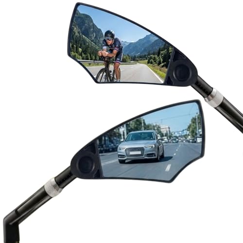 ESLIFE Bike Mirror Pair (2 Mirrors) HD Convex Glass Rear View, Handlebar Mirror with Extendable Arm (5.9–7.9 in / 15–20 cm), 360° Rotatable Mirror for Bicycles, Fits 20–25 mm Flat Handlebars - image 1