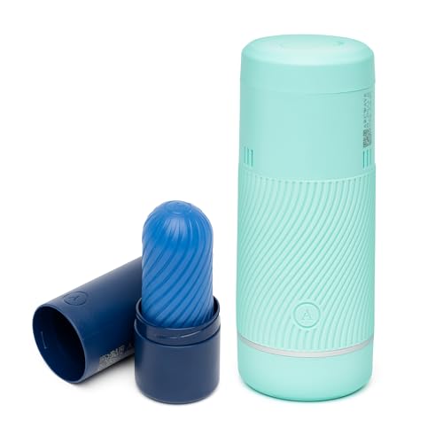 Pow Mint Male Masturbator & Ghost Blue Textured Reversible Penis Stroker - Sex Toys for Men Bundle