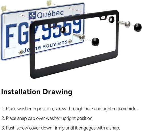 Image of StandardAutoPart American Flag License Plate Frames - Plastic USA Flag Car Tag Holder with Screws Caps and Patriotic Decals - Universal Fit (American Flag - 2 Pack)