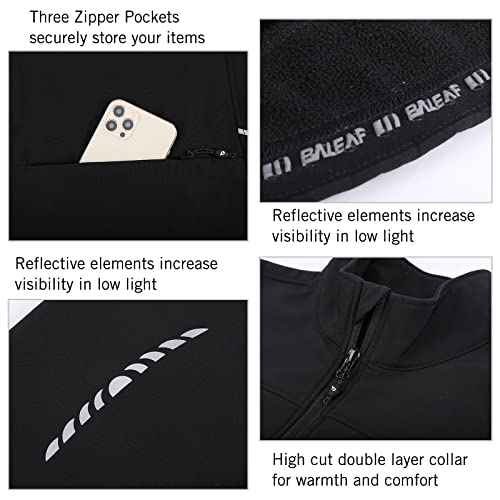 Baleaf Women's Cycling Jacket Windproof Thermal Winter Running Cold Weather Gear Waterproof Softshell Warm Black Size L #TOP3