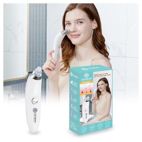 Trade Shop - Aspiratore Facciale Rimozione Punti Neri Pulizia Del Viso Pori 4 Testine Tx-9527