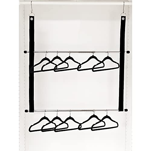 Kids Hanging Closet Organizer- with Childrens Velvet Hangers (Includes 10 Children's Hangers) (Hanging Adjustable Rod System That Triples Closet Space)