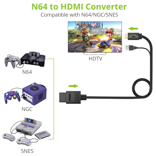 Image of LiNKFOR N64 to HDMI Converter, CVBS Adapter for N64 NGC SNES, PAL /NTSC | Comes with 16:9 /4:3 screen switch, mini compact design, transmits audio & video stably, plug and play without drivers