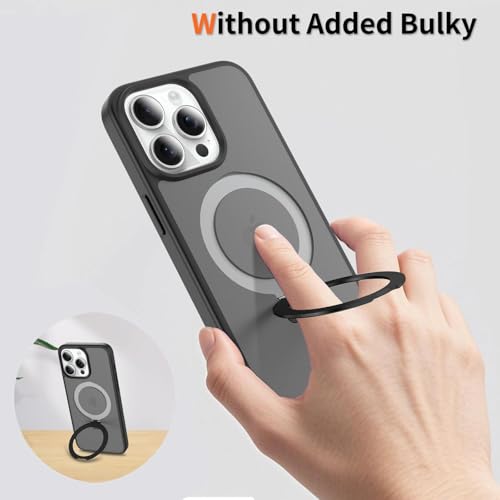 Image of Magnetic for iPhone 15 Pro Max Case, 6.7 inch, Compatible with MagSafe, Rugged Kickstand, Not-Yellowing Military-Grade Protection, Matte Black