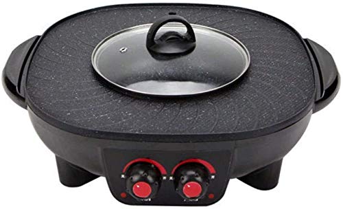 Shelzi BBQ Hot Pot Non-Stick Pan Full-Function Powerful Stove Grill Double Burner Smokeless Round Baking Electric Multi-Function Pot Kitchen and... - Image 2