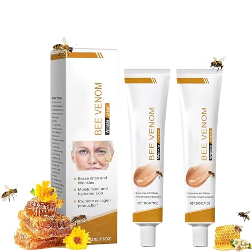 2PCS Crema con Veneno de Abeja 20g, Antiarrugas y Reafirmante para Cara y Cuello, Hidratante Natural Antiedad para Mujer y Hombre, Todo Tipo de Piel