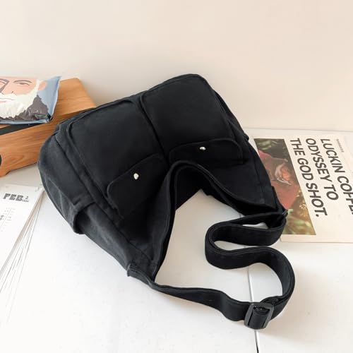 Image of Messenger Bag Hobo Crossbody Bags for Women Canvas Bag Crossbody Tote Bag Shoulder Bag