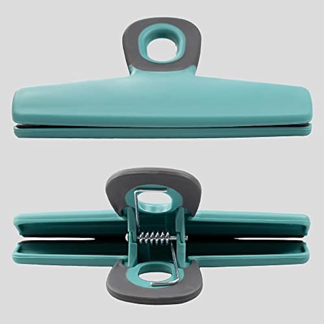 COOK WITH COLOR Wide Heavy Duty Chip Clips, Large Bag Clips for Food Storage with Air Tight Seal Grip, Pack of 8, Teal