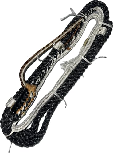 Black & White Poly Pro 9x7 LH 7/8 x 7/8 Bull Rope- EPT bull Ropes Bull Riding - 16' Rope
