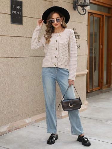 Womens Open Front Cardigan Sweaters 2025 Spring Button Down Long Sleeve Chunky Knit Cardigans2