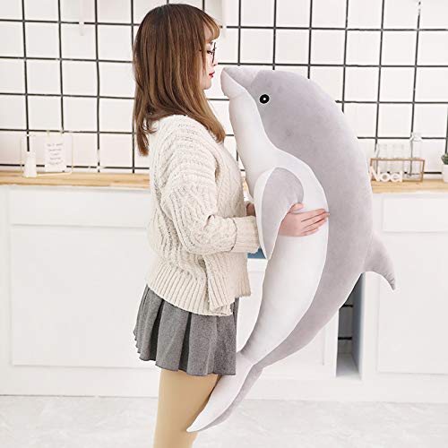 Kawaii Big Dolphin Peluche Giocattoli Bella Delfino Cuscino Peluche Bambole Animali Di Peluche Ragazze Sonno Abbraccio Cuscino per Ragazze Regalo Di Compleanno 140cm Grigio