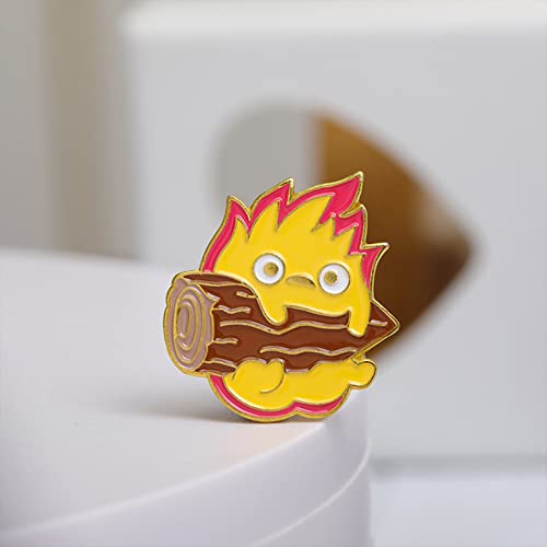 Image of Lovely Cartoon Ball of Fire Calcifer Brooch Pin Badge for Anime Movie Fans Collection Memorial Jewelry