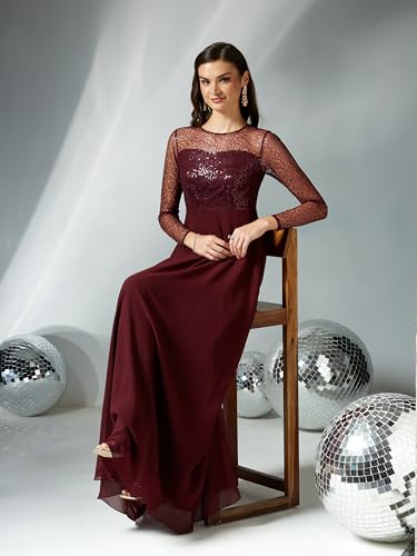 Image of Miss Chase Women's Long Sleeve Sequin Maxi Dress