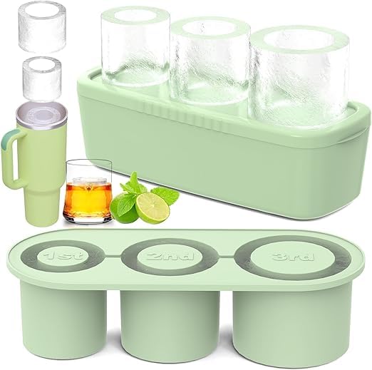 Molde para cubos de hielo de silicona con tapa verde miniatura 1