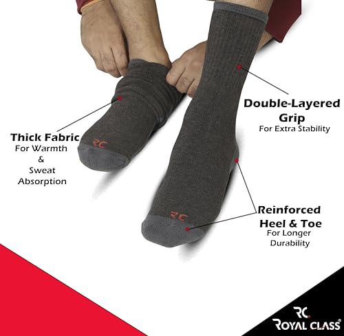 Image of RC. ROYAL CLASS Woolen Socks For Men, Warm Winter Wear Thermal Socks, Pack of 4 Pairs, Free Size,Multicolored