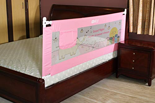 Image of Vic Kid Adjustable Baby Bedrail Guard Bed Fence Size: L 198cm* H 66cm (Pattern : Pink Elephant)