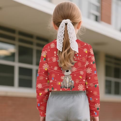 Girls' Cropped Long-Sleeved Pullover Lightweight Soft Crewneck Sweatshirt Fashion Fall Warm Shirts Age 5-14 Years3