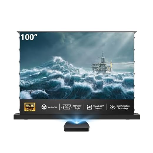 IN&VI Motorized ALR Floor Rising Projector Screen, 100" (16:9), Matte Surface, Metal, Automatic Operation