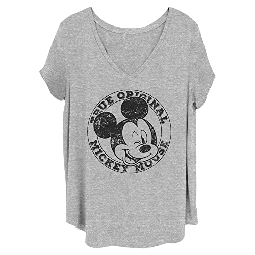 T-shirt Disney Mickey femme grande taille 2X manches courtes gris chiné original