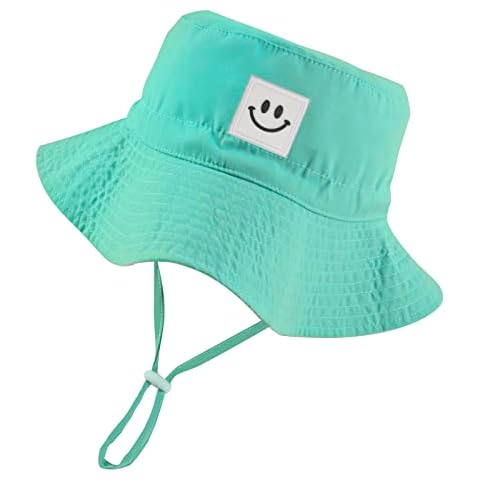 Fynnsure Smile Face Baby Sun Hat Baby Boy Girl Hats Toddler Sun Hat Bucket Hat UPF 50+ Infant Sun Hat Newborn Sun Hat Aqua 0-6 Months Cover