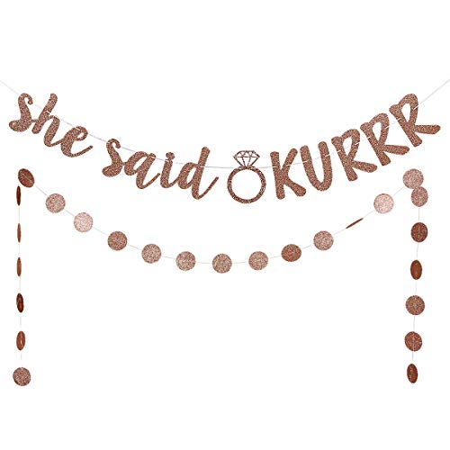 Rose Gold Glittery She Said Okurrr Banner and Rose Gold Glittery Circle Dots Garland- Bachelorette Bridal Shower Girls Night Party Wedding Engagement Party Decorations