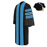 CLERKMANS Doctor of Education Graduation Gown and Tam Package - Doctorate PhD Robe 51 (5'6'-5'8') - 8 Sided Tam