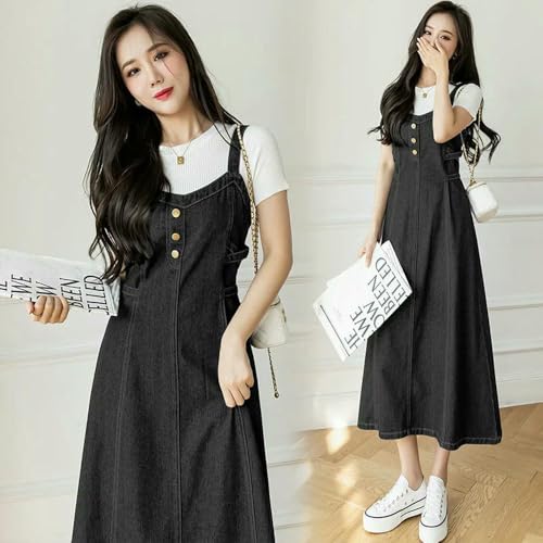 Jupe midi coupe ample style svelte en jean souple de mi-saison