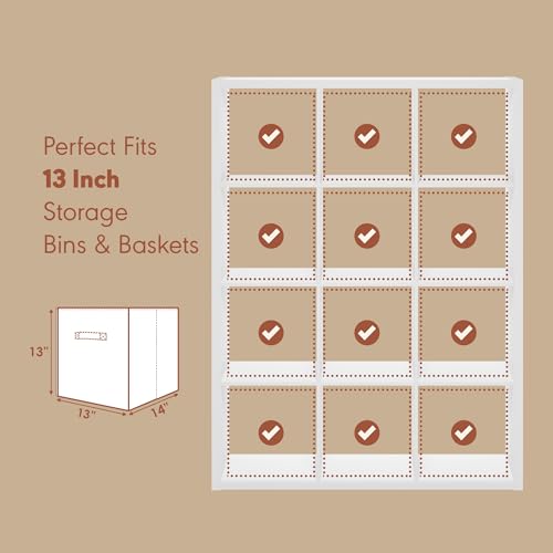 Image of Furinno Cubicle Record Player Stand, 12-Cube Vinyl Record Storage, White | Vinyl Storage, 1.2 inchInch Extra Thick, Open Back Media Shelf for CD DVD Bluray Game Disc, for Living Room, Home Office