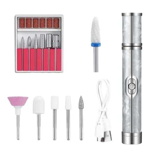 Kit de taladro de uñas | Kit de taladro eléctrico de uñas, herramienta de pedicura multifuncional, recargable por USB, removedor de esmalte de gel de bajo ruido para una rápida extracción de uñas