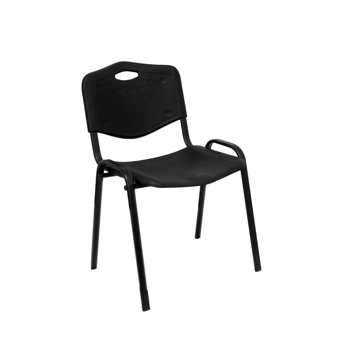 Piqueras y Crespo ISO Plastic Pack de 1 Silla confidente ergonómica, apilable, Multiusos y Estructura en Color Negro Asiento y Respaldo en PVC Color Negro.