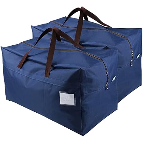 AMJ Heavy Duty Extra Large Moving Bags with Handles & Zippers, Storage Totes For Space Saving, Perfect organization system (Blue - Set of 2) Cover
