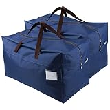 AMJ Heavy Duty Extra Large Moving Bags with Handles & Zippers, Storage Totes for Space Saving, Perfect Organization System (Blue - Set of 2)
