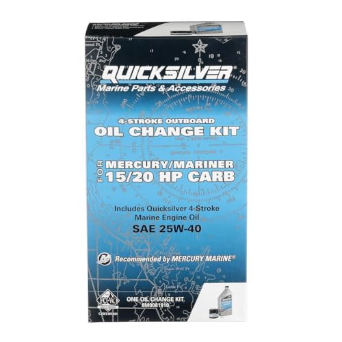 Quicksilver 25W-40 Oil Change Kit for 4-stroke 15hp and 20hp Mercury outboards. - Thumbnail 3